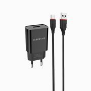 Превью Сетевое зарядное устройство Borofone BA20A Sharp USB с кабелем Type-C (черное) &mdash; 5