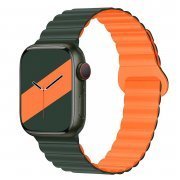 Ремешок - ApW32 Apple Watch 41 mm Watch 38/40/41мм силикон на магните (dark green/orange)