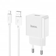 Сетевое зарядное устройство для Apple Hoco C106A Leisure (USB - Lightning) (белое) — 1