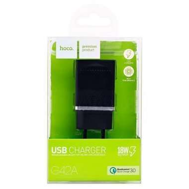 Сетевое зарядное устройство HOCO C42A 2.4A USB (черное) — 5