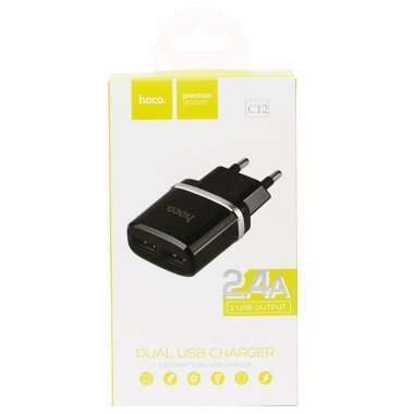 Сетевое зарядное устройство HOCO C12 2USB (черное) &mdash; 4