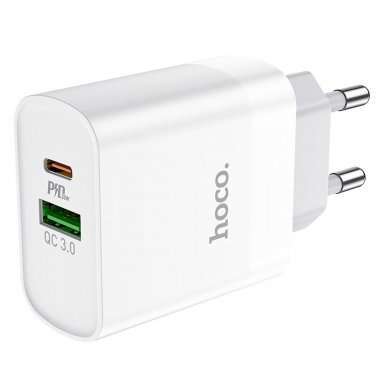 Сетевое зарядное устройство Hoco C80A USB/Type-C с кабелем (Type-C-Type-C) (белое) &mdash; 5