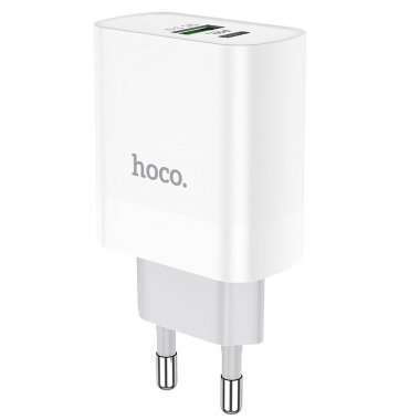 Сетевое зарядное устройство Hoco C80A USB/Type-C с кабелем (Type-C-Type-C) (белое) &mdash; 1