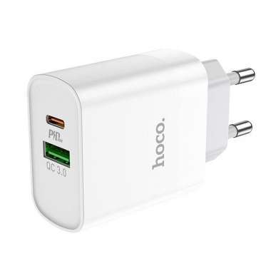 Сетевое зарядное устройство Hoco C80A USB/Type-C (белое) &mdash; 1