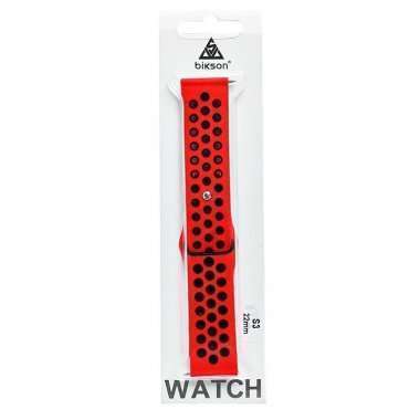 Ремешок WB014 для Samsung Galaxy Watch 22 mm силикон на кнопке (регулируемый) (черно-красный) — 2